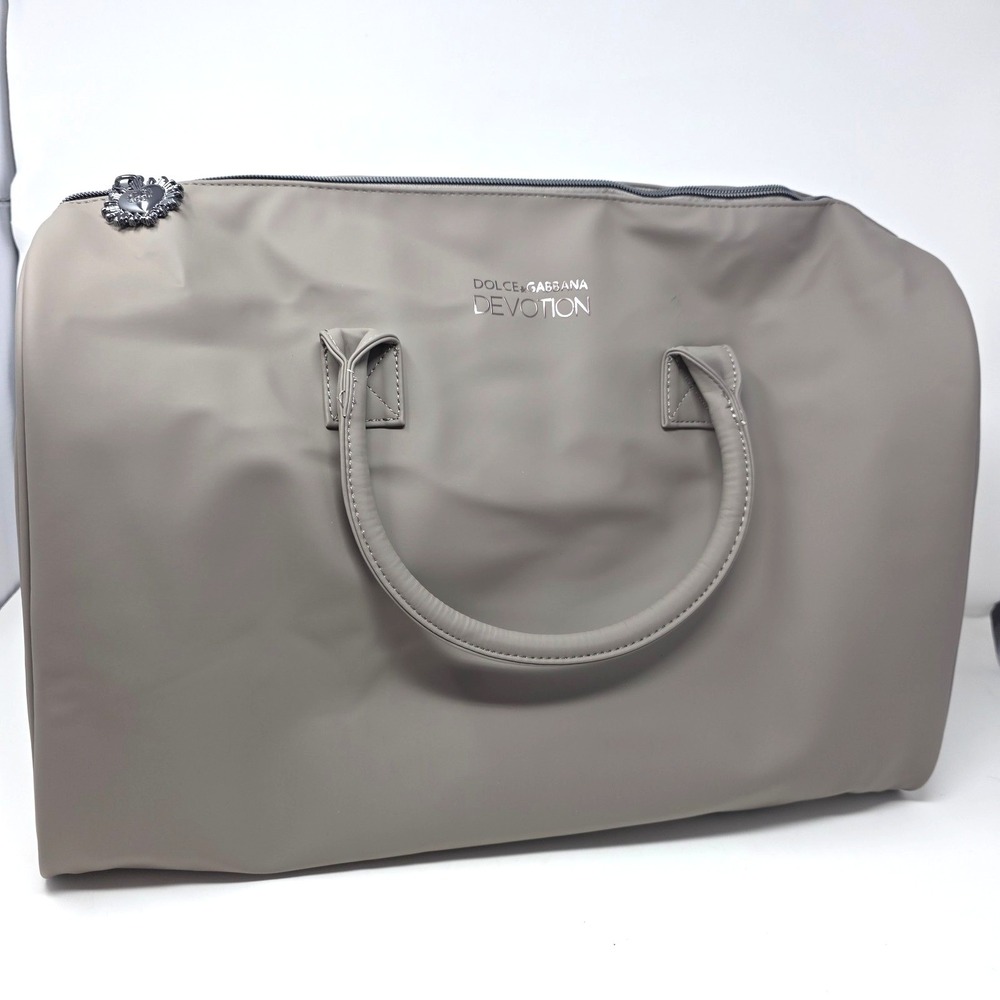 Dolce And Gabbana Devotion Duffle Bag Womens Gray Overnight Weekender Zip Around